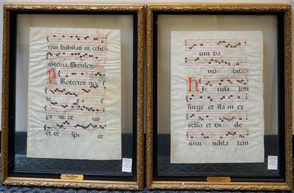 PAIR OF FRAMED MEDIEVAL VELLUM