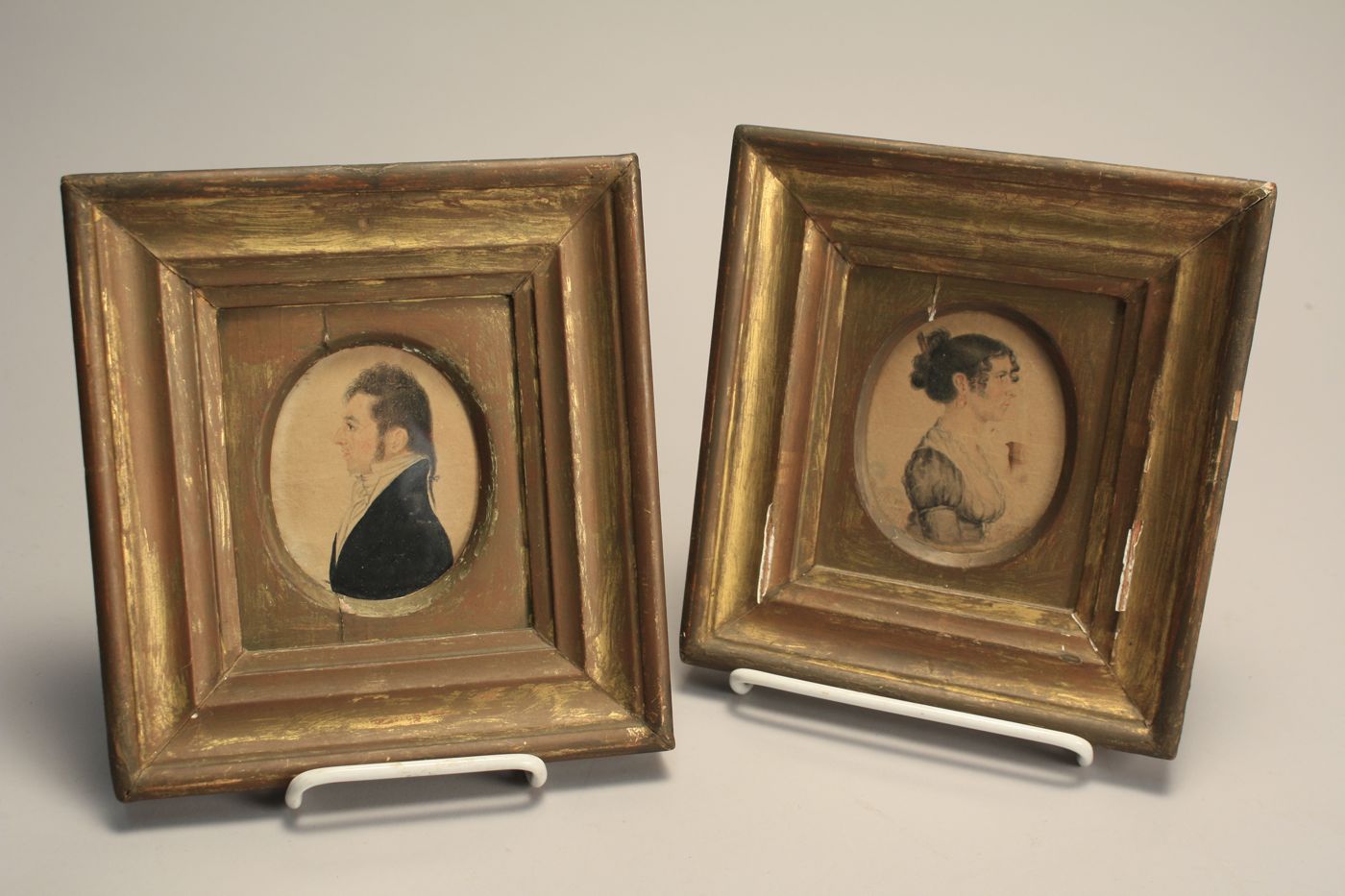PAIR OF FRAMED MINIATURE OVAL