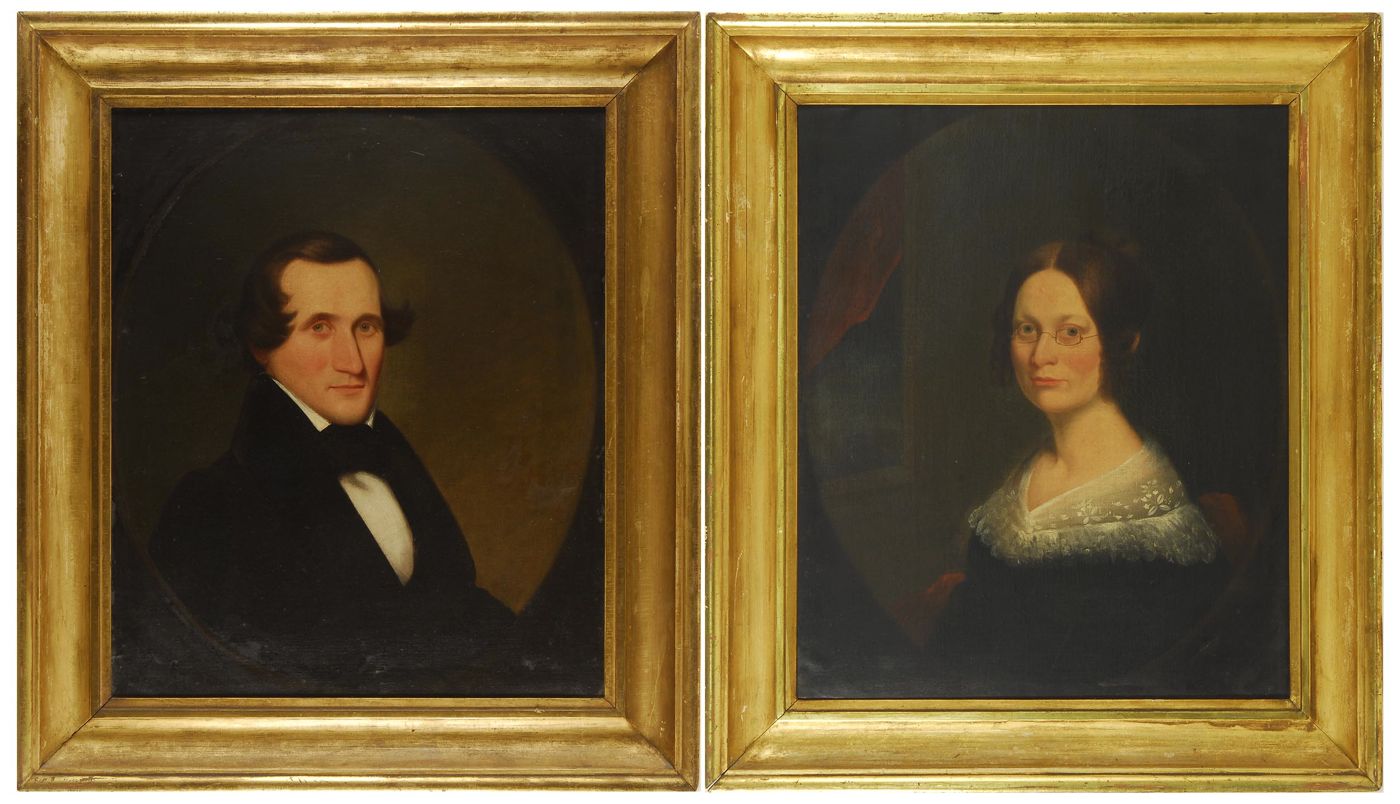 PAIR OF FRAMED PORTRAITS19th