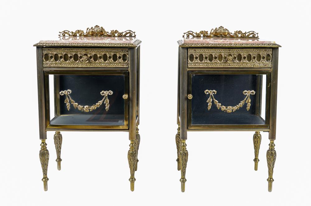 PAIR OF FRENCH BRASS & MARBLE