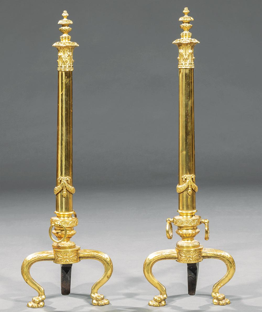 PAIR OF FRENCH BRASS ANDIRONSPair