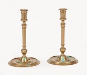 PAIR OF FRENCH BRASS CANDLESTI