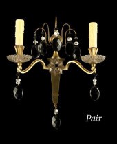 Pair of French Brass, Glass, O