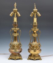 PAIR OF FRENCH BRASS TABLE LAM