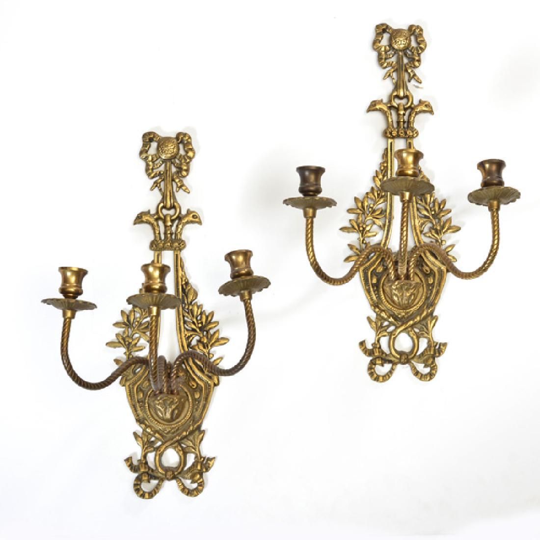 PAIR OF FRENCH BRASS WALL