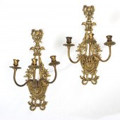 PAIR OF FRENCH BRASS WALL SCON