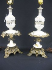 Pair of French Bronze & Opalen