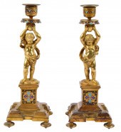 PAIR OF FRENCH BRONZE & CHAMPL