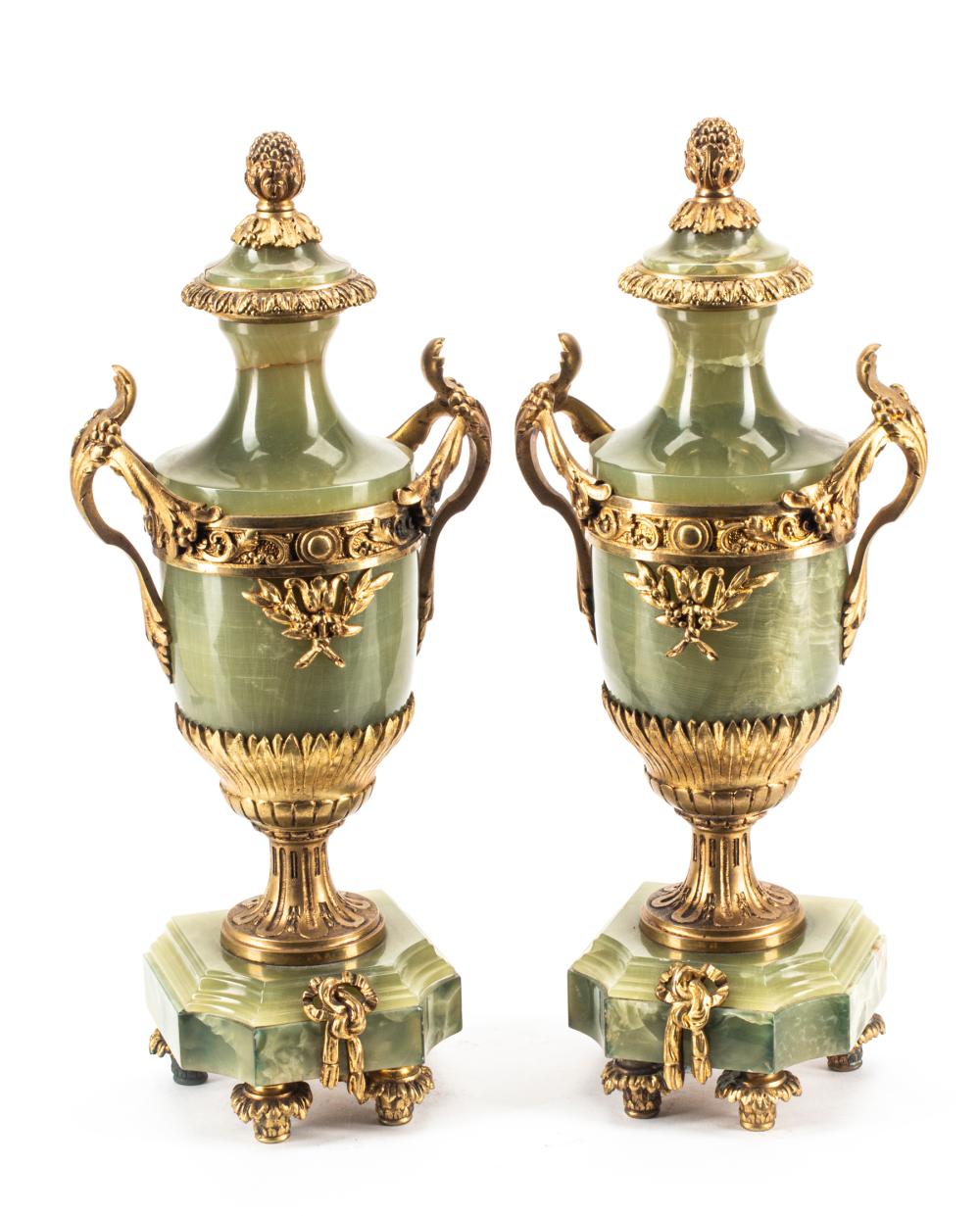 PAIR OF FRENCH BRONZE AND ONYX