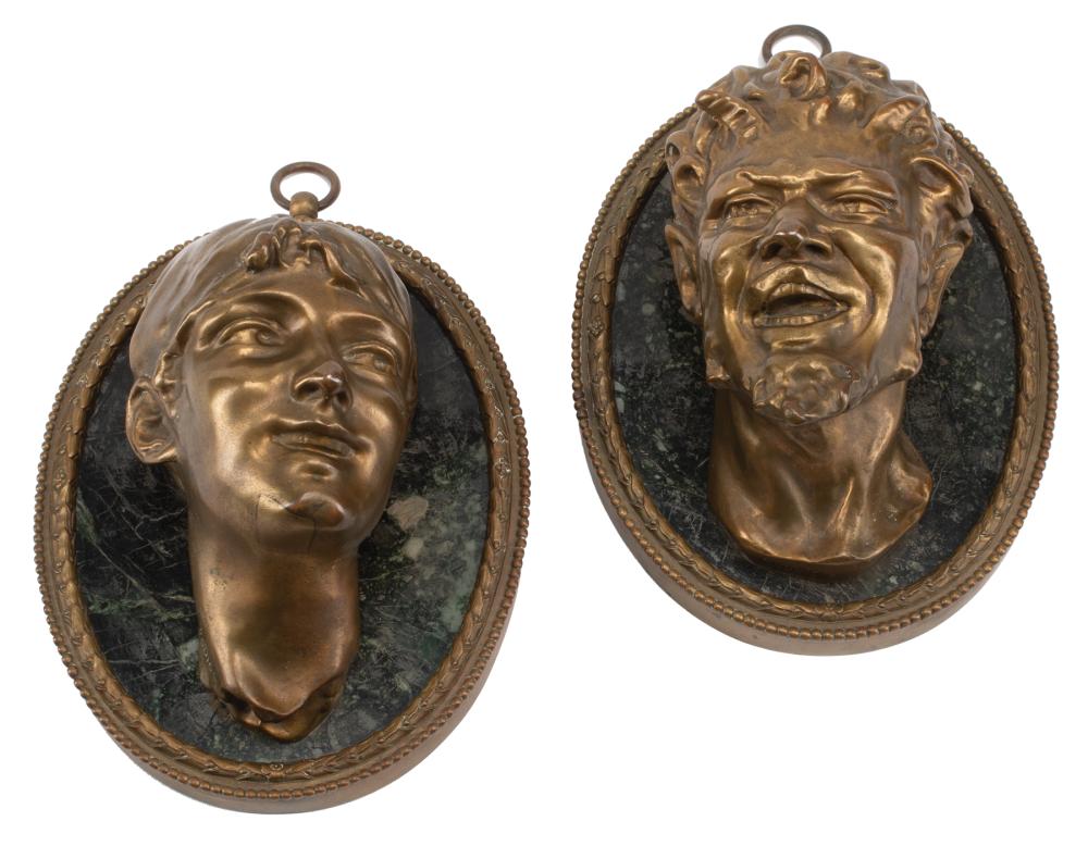 PAIR OF FRENCH BRONZE AND MARBLE