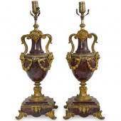 PAIR OF FRENCH BRONZE AND MARB