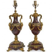 PAIR OF FRENCH BRONZE AND MARB