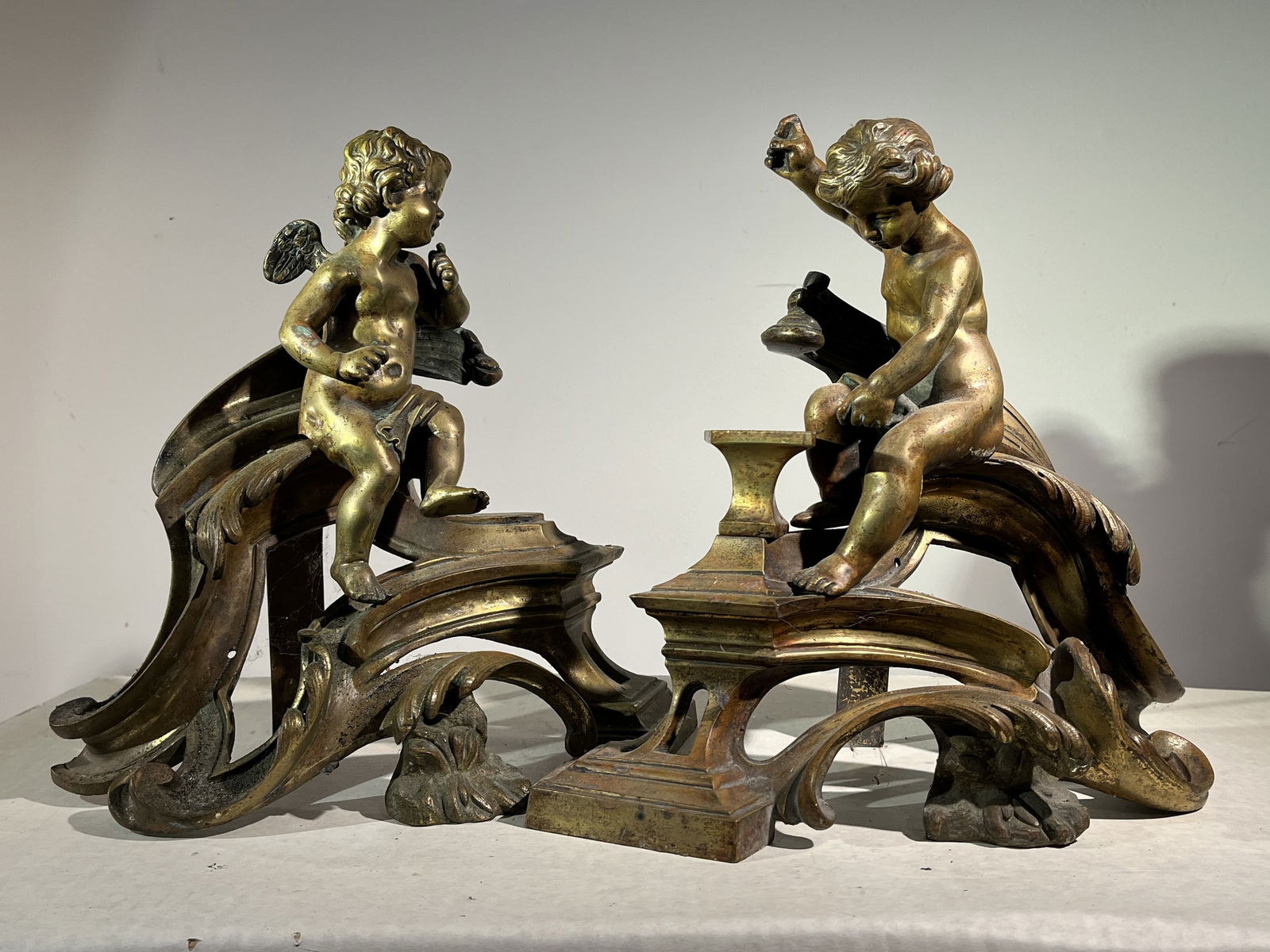 PAIR OF FRENCH BRONZE CHENETS, 18TH