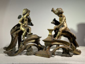 PAIR OF FRENCH BRONZE CHENETS,