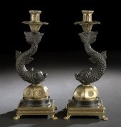 Pair of French Bronze Dolphin