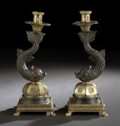 Pair of French Bronze Dolphin