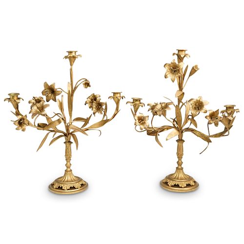 PAIR OF FRENCH BRONZE FLORAL