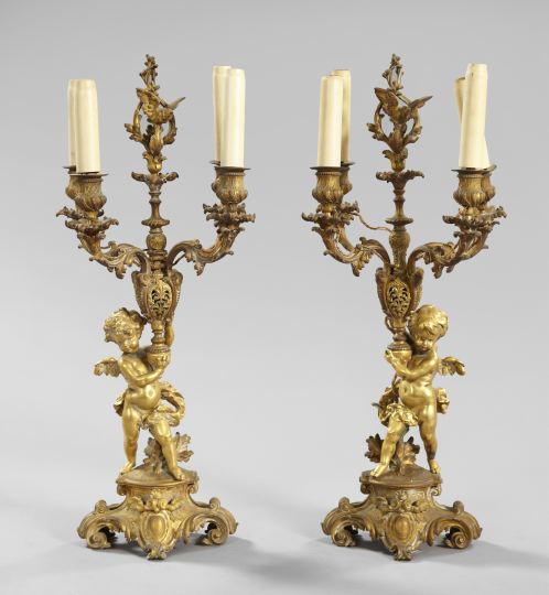 Pair of French Bronze Four-Light