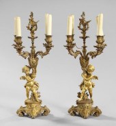 Pair of French Bronze Four-Lig
