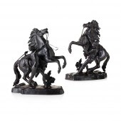 PAIR OF FRENCH BRONZE MARLEY H