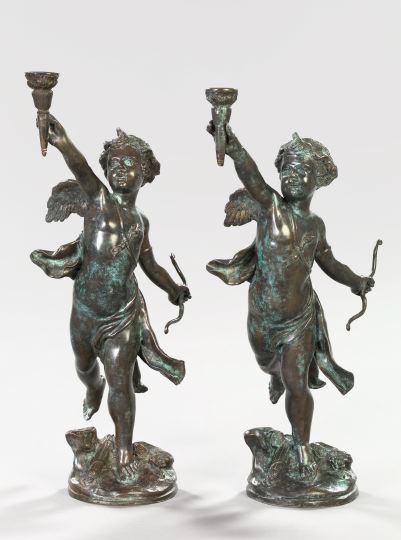 Pair of French Bronze-Patinated
