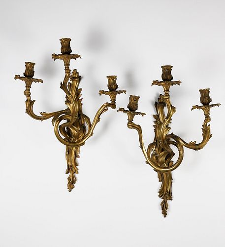 PAIR OF FRENCH BRONZE THREE-LIGHT