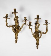 PAIR OF FRENCH BRONZE THREE-LI