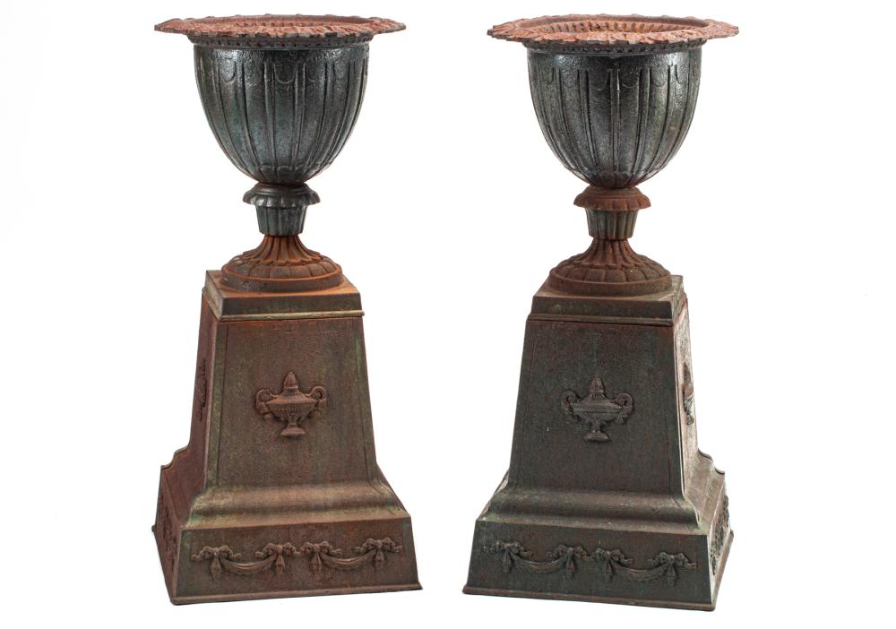 PAIR OF FRENCH CAST IRON PLANTERS