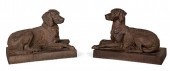 PAIR OF FRENCH CAST IRON DOGS,