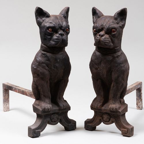 PAIR OF FRENCH CAST IRON BULLDOG