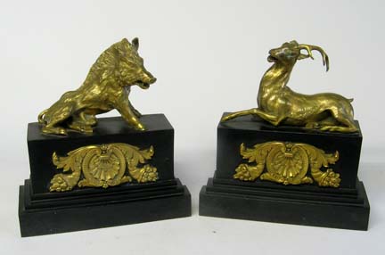 Pair of French cast iron and gilt