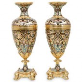 PAIR OF FRENCH CHAMPLEVE ENAME