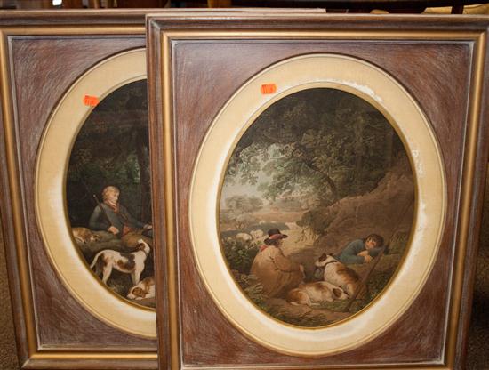 Pair of French colored engravings