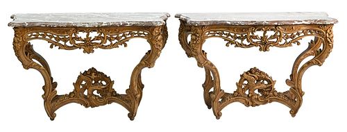 PAIR OF FRENCH CONSOLE TABLES, EACH
