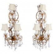 PAIR OF FRENCH CRYSTAL BEADED