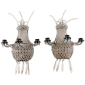 PAIR OF FRENCH CRYSTAL SCONCES