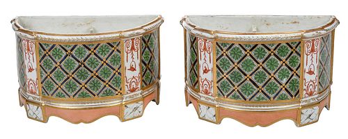 PAIR OF FRENCH DEMILUNE PAINTED
