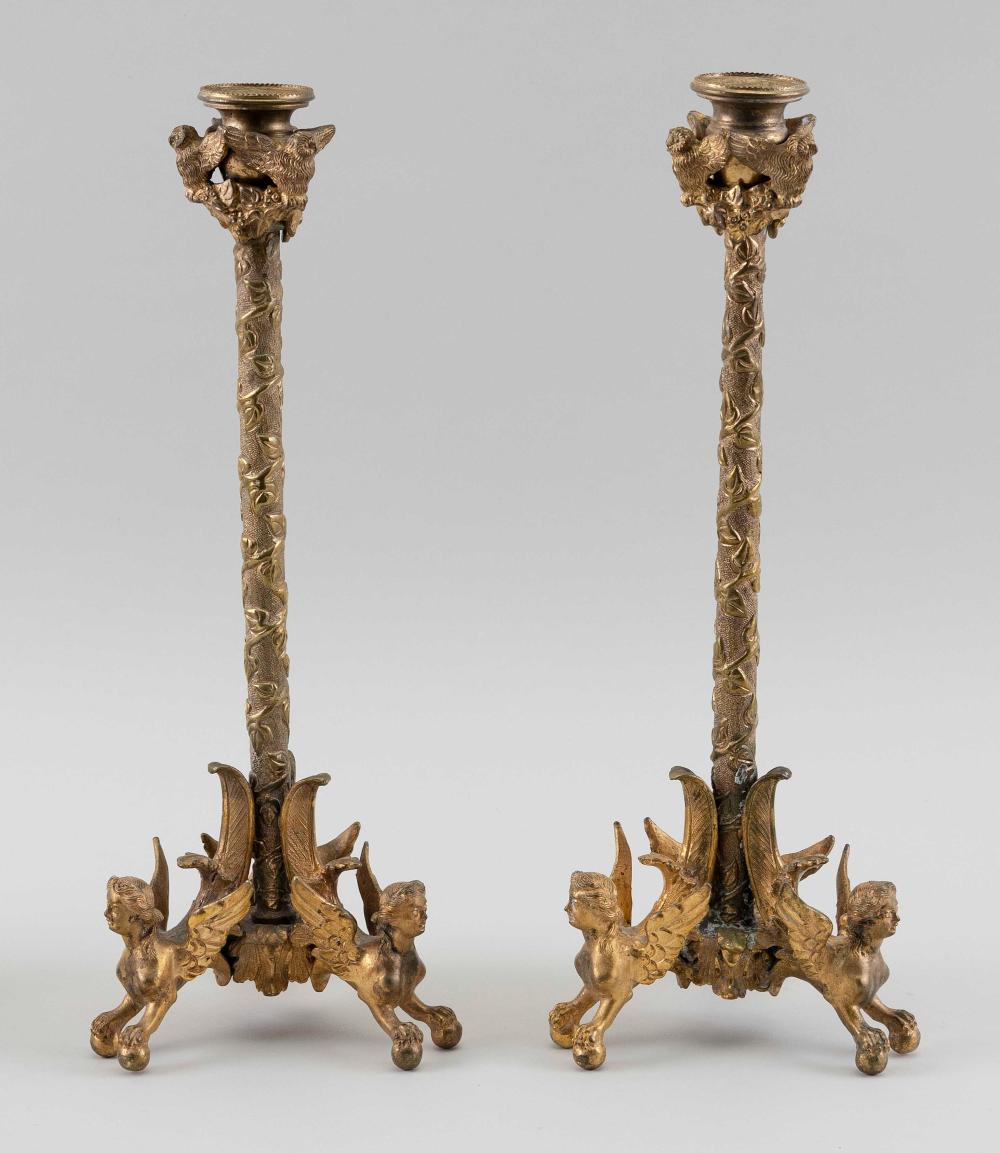 PAIR OF FRENCH EMPIRE DORE BRONZE