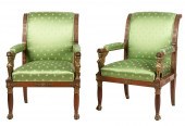 PAIR OF FRENCH EMPIRE-STYLE FA