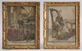 PAIR OF FRENCH FABRIC-MOUNTED