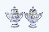 PAIR OF FRENCH FAIENCE COVERED