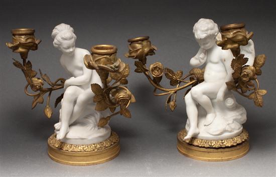 Pair of French figural bisque