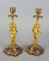 Pair of French figural gilt br
