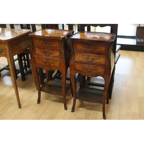 Pair of French floral marquetry two