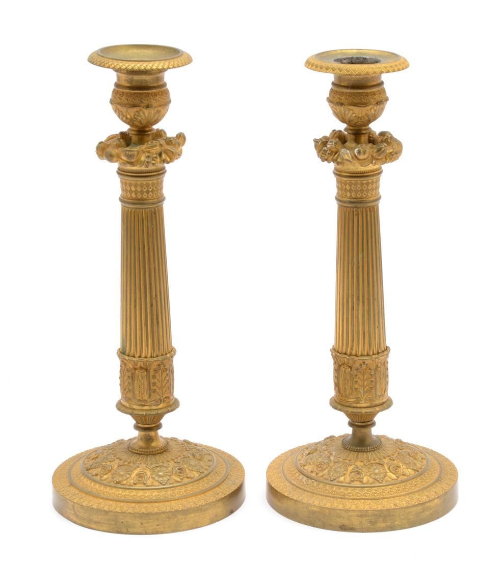 PAIR OF FRENCH GILDED BRONZE COLUMN