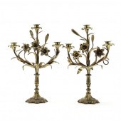 PAIR OF FRENCH GILT BRASS FLOR