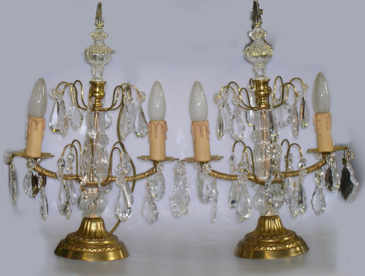 Pair of French Gilt-Brass and Glass