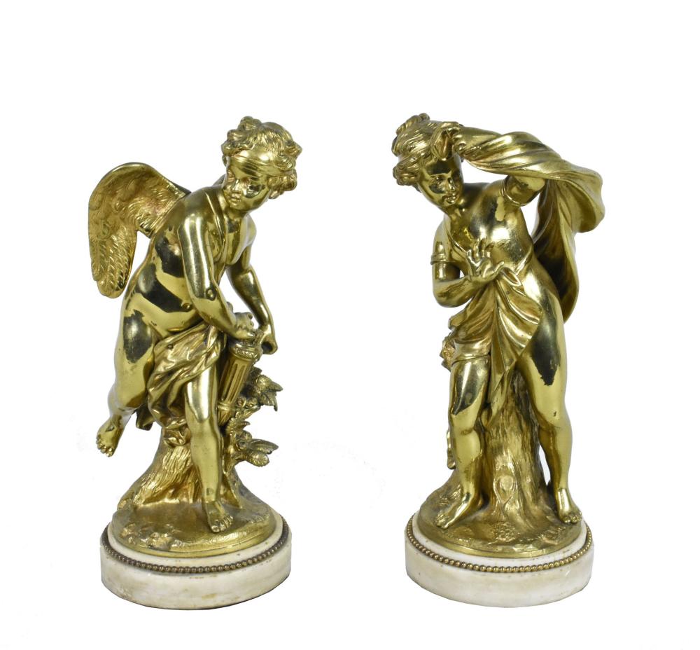 PAIR OF FRENCH GILT BRONZE FIGURES,