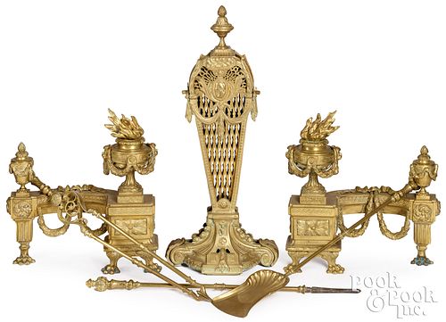 PAIR OF FRENCH GILT BRONZE CHENETS,