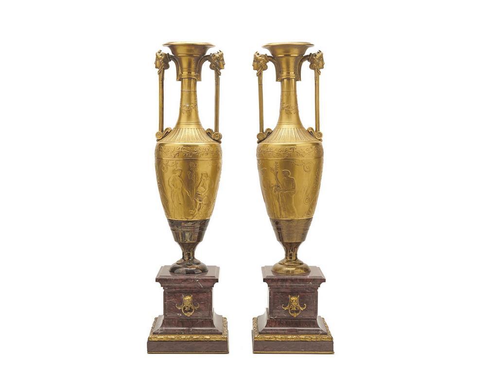 PAIR OF FRENCH GILT BRONZE AND